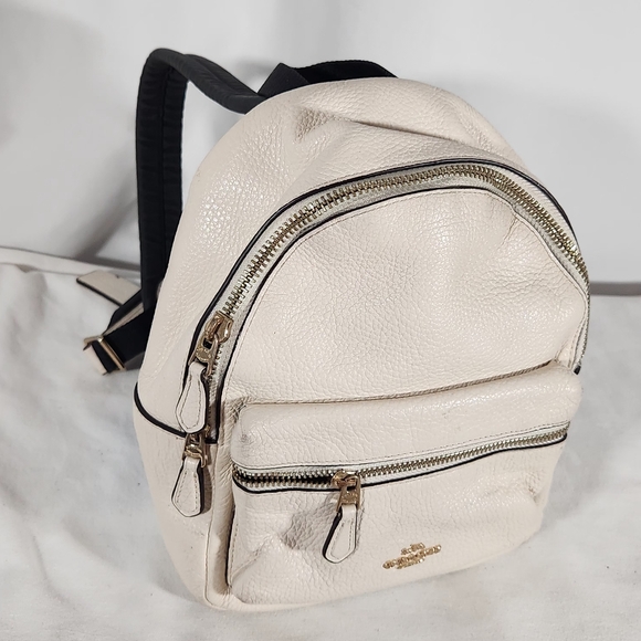 Coach Court Ivory Pebbled Leather Mini Backpack. Nice! - Picture 3 of 10